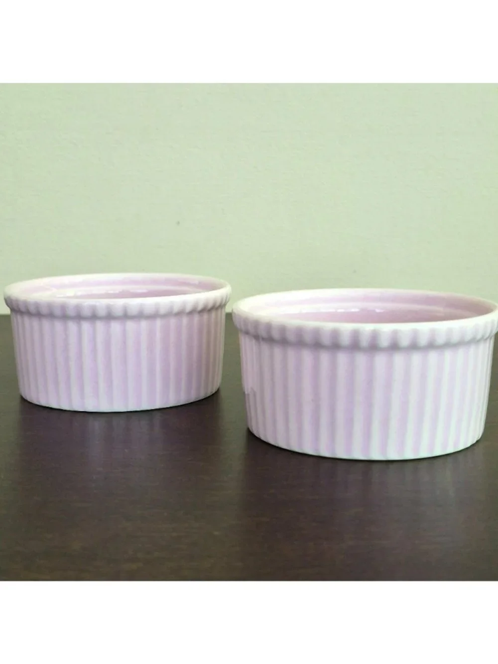 Apilco Lavender Ribbed Ramekin Set, French Porcelain Baking Dishes (Set of 2)